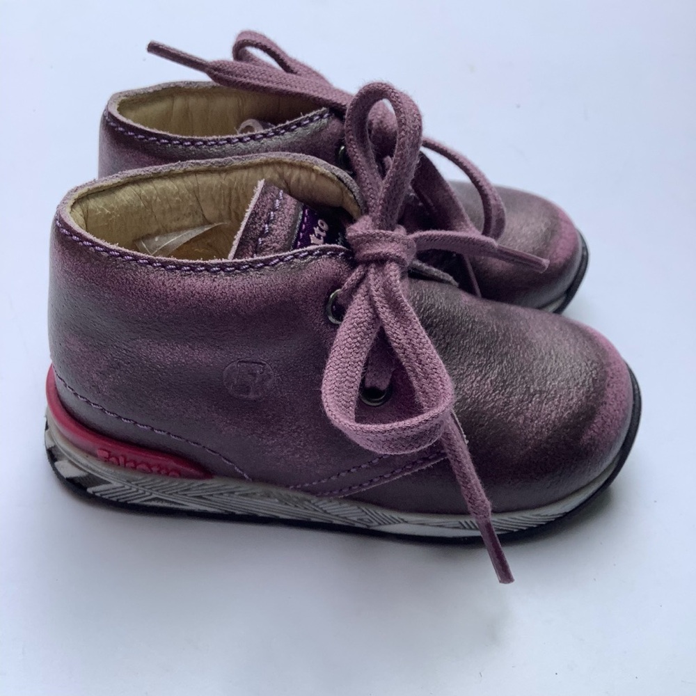 Falcotto baby first shoe. Distressed leather lilac leather lace up.NWT - Picture 2 of 6